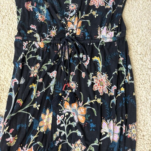 Anthropologie Luka Jumpsuit Small Black Floral Stretchy Jogger Elastic Tie Waist - Picture 8 of 14